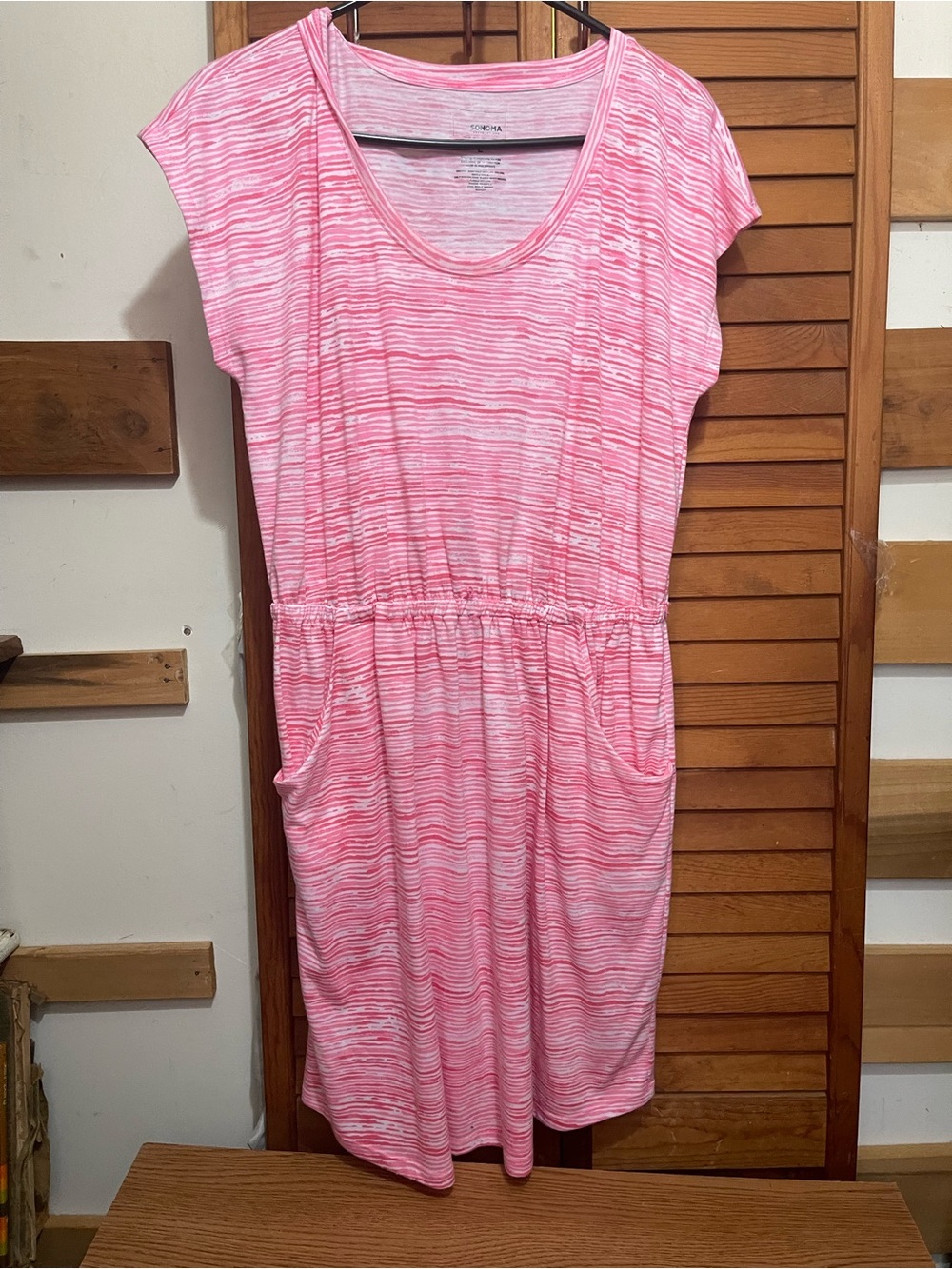 Xhilaration Pink & White Striped Casual Knit Dress